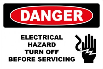 Aufkleber Electrical Hazard Turn Off Before Servicing · Danger · OSHA Arbeitsschutz