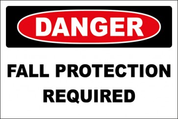 Hinweisschild Fall Protection Required · Danger · OSHA Arbeitsschutz