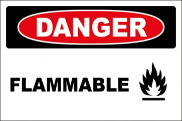 Hinweisschild Flammable With Picture · Danger | selbstklebend
