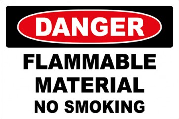 Hinweisschild Flammable Material No Smoking · Danger · OSHA Arbeitsschutz