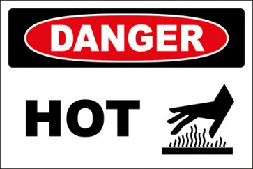 Hinweisschild Hot With Picture · Danger | selbstklebend