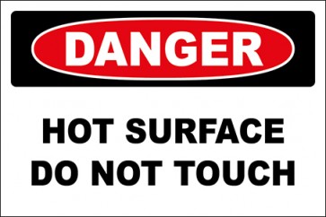 Hinweisschild Hot Surface Do Not Touch · Danger · OSHA Arbeitsschutz