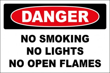 Aufkleber No Smoking No Lights No Open Flames · Danger · OSHA Arbeitsschutz