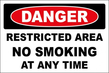 Hinweisschild Restricted Area No Smoking At Any Time · Danger | selbstklebend