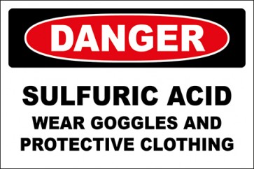 Magnetschild Sulfuric Acid Wear Goggles And Protective Clothing · Danger