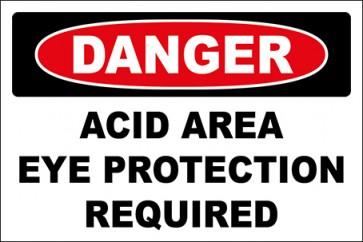 Hinweisschild Acid Area Eye Protection Required · Danger · OSHA Arbeitsschutz