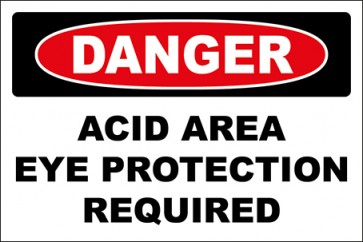 Aufkleber Acid Area Eye Protection Required · Danger | stark haftend