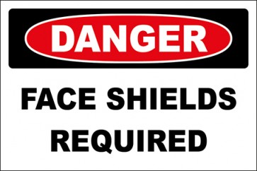 Hinweisschild Face Shields Required · Danger