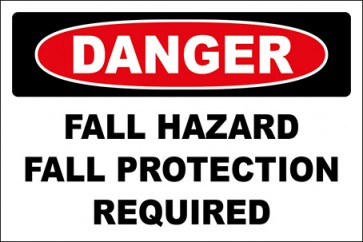 Hinweisschild Fall Hazard Fall Protection Required · Danger | selbstklebend