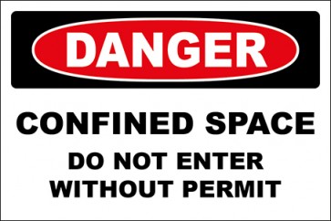 Hinweisschild Confined Space Do Not Enter Without Permit · Danger