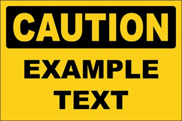 Hinweisschild Example Text · Caution · OSHA Arbeitsschutz