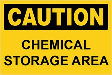 Hinweisschild Chemical Storage Area · Caution