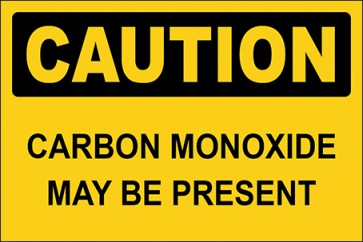 Aufkleber Carbon Monoxide May Be Present · Caution · OSHA Arbeitsschutz