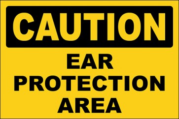 Aufkleber Ear Protection Area · Caution | stark haftend