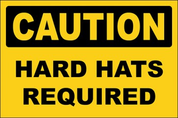 Hinweisschild Hard Hats Required · Caution · OSHA Arbeitsschutz