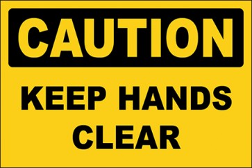 Hinweisschild Keep Hands Clear · Caution | selbstklebend