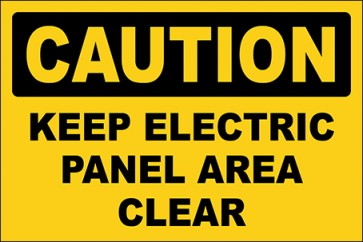 Hinweisschild Keep Electric Panel Area Clear · Caution | selbstklebend