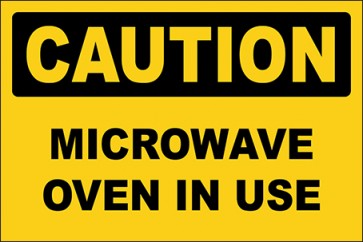 Aufkleber Microwave Oven In Use · Caution | stark haftend