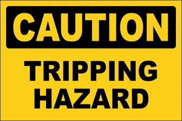 Hinweisschild Tripping Hazard · Caution