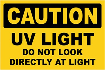 Hinweisschild Uv Light Do Not Look Directly At Light · Caution | selbstklebend