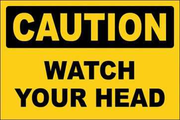 Hinweisschild Watch Your Head · Caution | selbstklebend