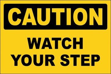 Aufkleber Watch Your Step · Caution | stark haftend