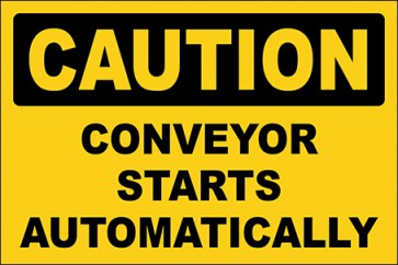 Aufkleber Conveyor Starts Automatically · Caution · OSHA Arbeitsschutz