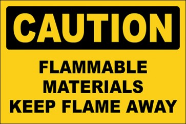Magnetschild Flammable Materials Keep Flame Away · Caution · OSHA Arbeitsschutz