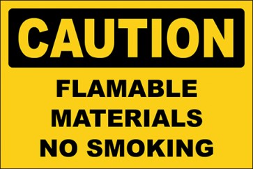 Aufkleber Flamable Materials No Smoking · Caution | stark haftend