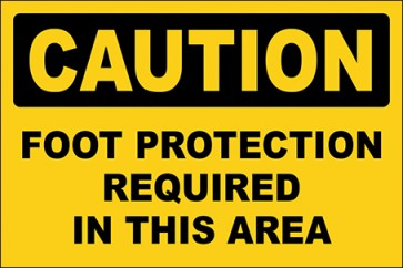 Hinweisschild Foot Protection Required In This Area · Caution · OSHA Arbeitsschutz