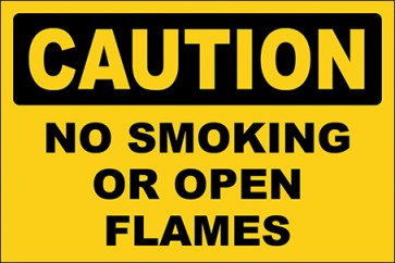 Hinweisschild No Smoking Or Open Flames · Caution · OSHA Arbeitsschutz