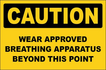 Aufkleber Wear Approved Breathing Apparatus Beyond This Point · Caution · OSHA Arbeitsschutz