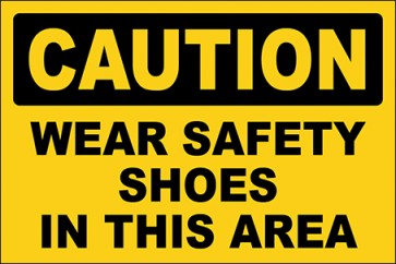 Hinweisschild Wear Safety Shoes In This Area · Caution | selbstklebend