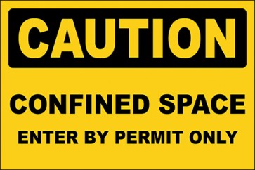 Magnetschild Confined Space Enter By Permit Only · Caution · OSHA Arbeitsschutz