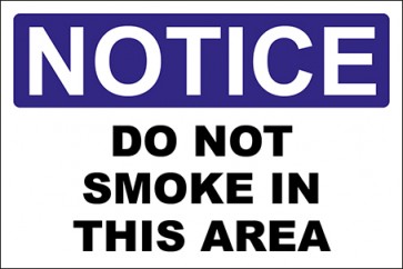 Hinweisschild Do Not Smoke In This Area · Notice · OSHA Arbeitsschutz