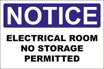 Aufkleber Electrical Room No Storage Permitted · Notice | stark haftend