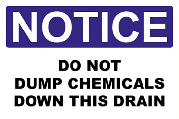 Aufkleber Do Not Dump Chemicals Down This Drain · Notice | stark haftend