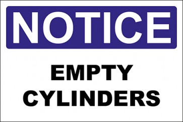 Hinweisschild Empty Cylinders · Notice · OSHA Arbeitsschutz