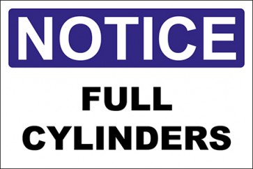 Hinweisschild Full Cylinders · Notice | selbstklebend