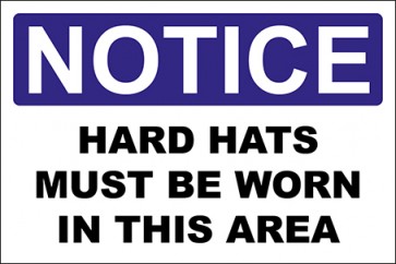Hinweisschild Hard Hats Must Be Worn In This Area · Notice · OSHA Arbeitsschutz