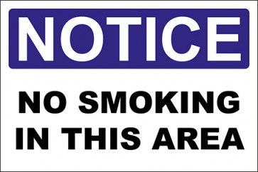 Aufkleber No Smoking In This Area · Notice | stark haftend