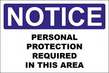 Aufkleber Personal Protection Required In This Area · Notice · OSHA Arbeitsschutz