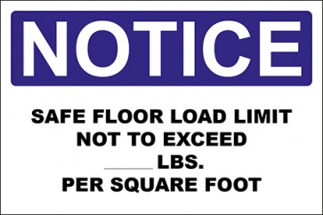 Aufkleber Safe Floor Load Limit Not To Exceed · Notice · OSHA Arbeitsschutz