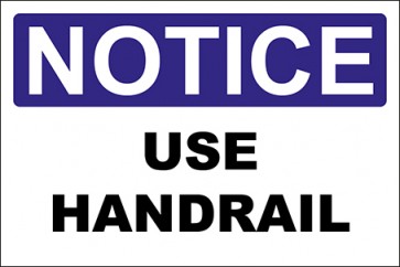 Aufkleber Use Handrail · Notice · OSHA Arbeitsschutz