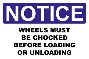 Magnetschild Wheels Must Be Chocked Before Loading Or Unloading · Notice