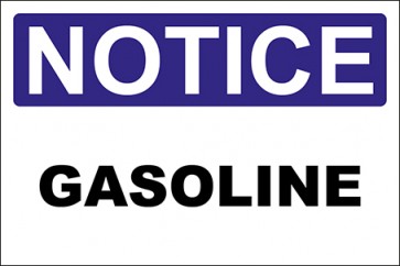 Hinweisschild Gasoline · Notice | selbstklebend