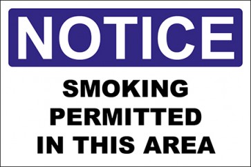 Aufkleber Smoking Permitted In This Area · Notice · OSHA Arbeitsschutz