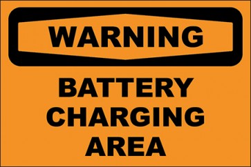 Hinweisschild Battery Charging Area · Warning · OSHA Arbeitsschutz