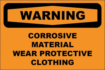 Hinweisschild Corrosive Material Wear Protective Clothing · Warning | selbstklebend