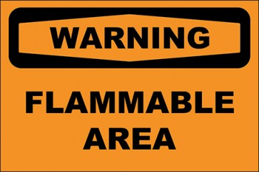 Hinweisschild Flammable Area · Warning · OSHA Arbeitsschutz